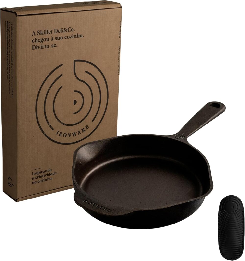 Frigideira de ferro Skillet 20cm, panela de ferro polida e p...