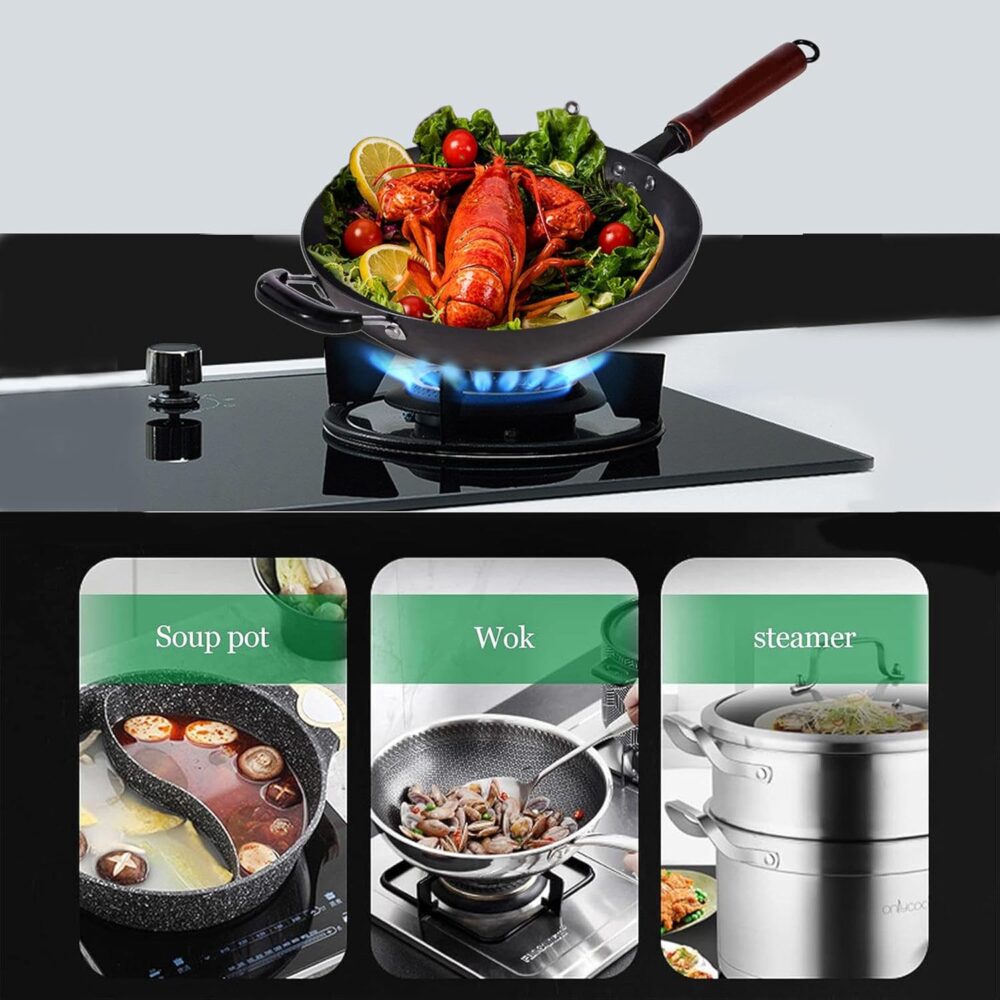DIGBYS Woks, panela wok antiaderente sem revestimento, panel... - Image 3