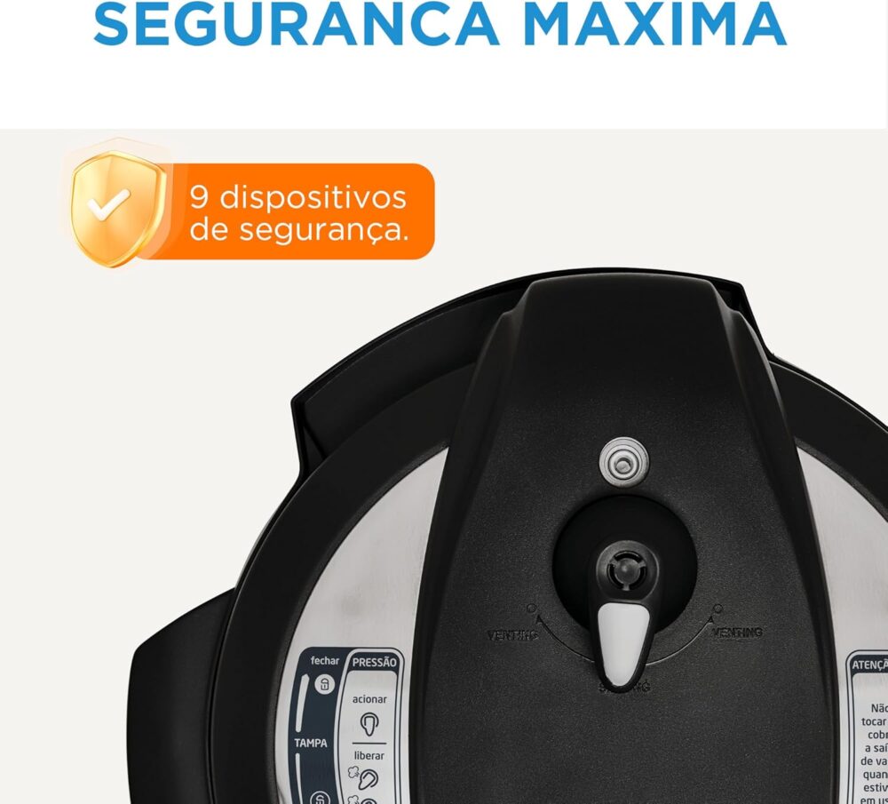 Panela de Pressão Elétrica 6L Digital, Inox/Preto, 110v, Mid... - Image 3