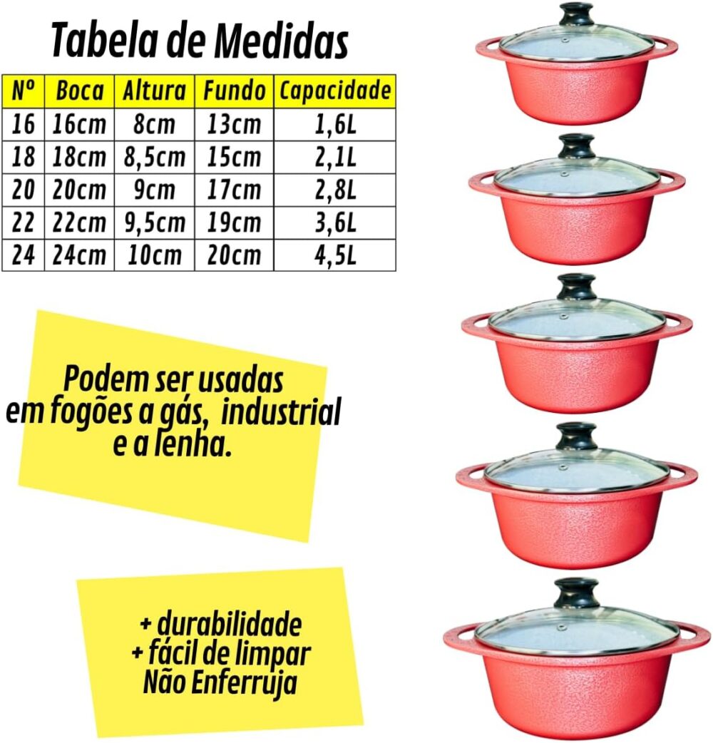Jogo 5 Panelas Cerâmica Atoxica Antiaderente em Aluminio Fun... - Image 4