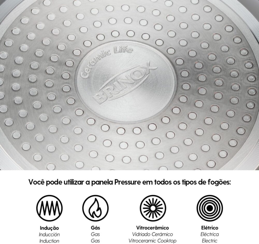 Panela de Pressão Pressure Brinox 4,2 L - Antiaderente Ceram... - Image 2