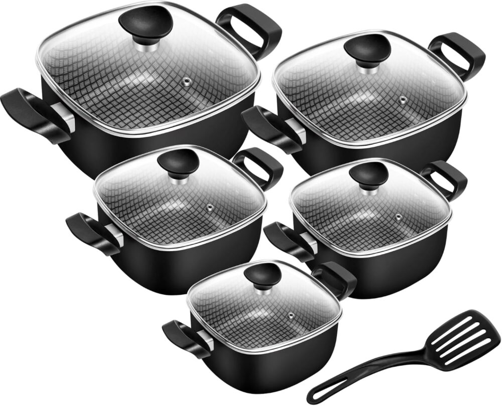 Conjunto de Panelas Quadradas Patolux 5 Peças Antiaderente P...