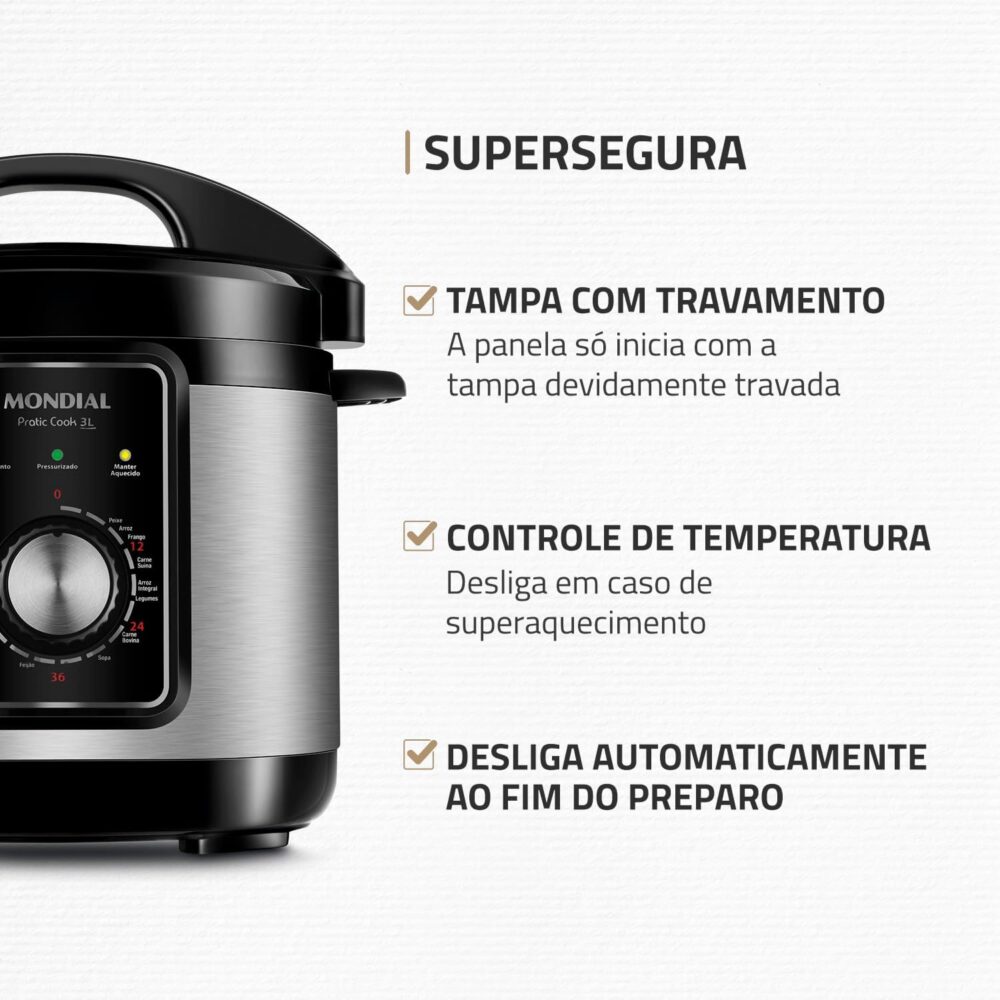 Panela de Pressão Elétrica Mondial, Pratic Cook 3L, 220V, Pr... - Image 5