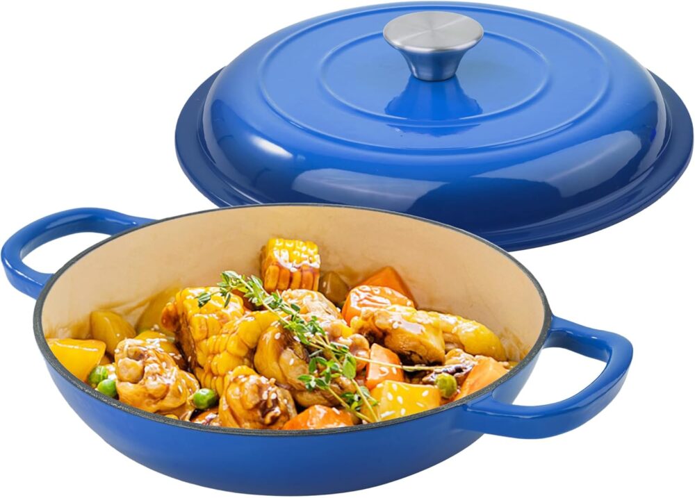 Fijinhom Forno holandês de 3 litros esmaltado raso de ferro ...