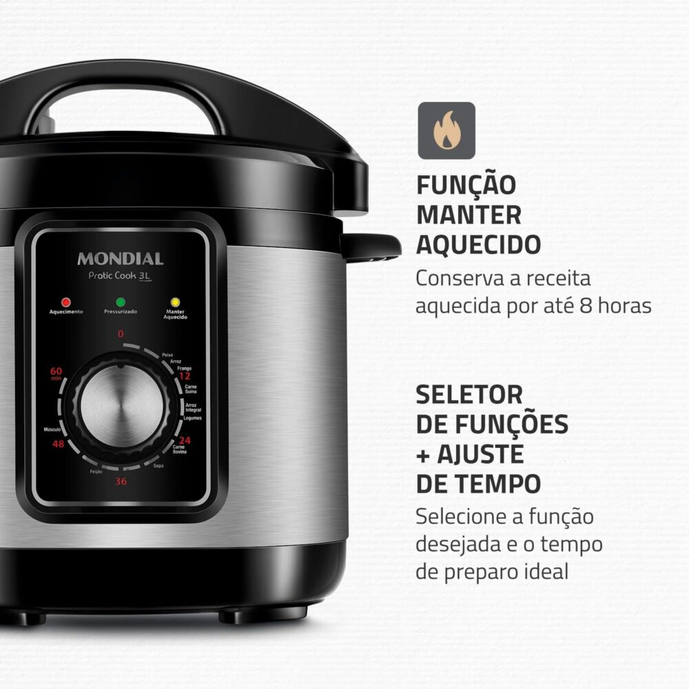 Panela de Pressão Elétrica Mondial, Pratic Cook 3L, 220V, Pr... - Image 7