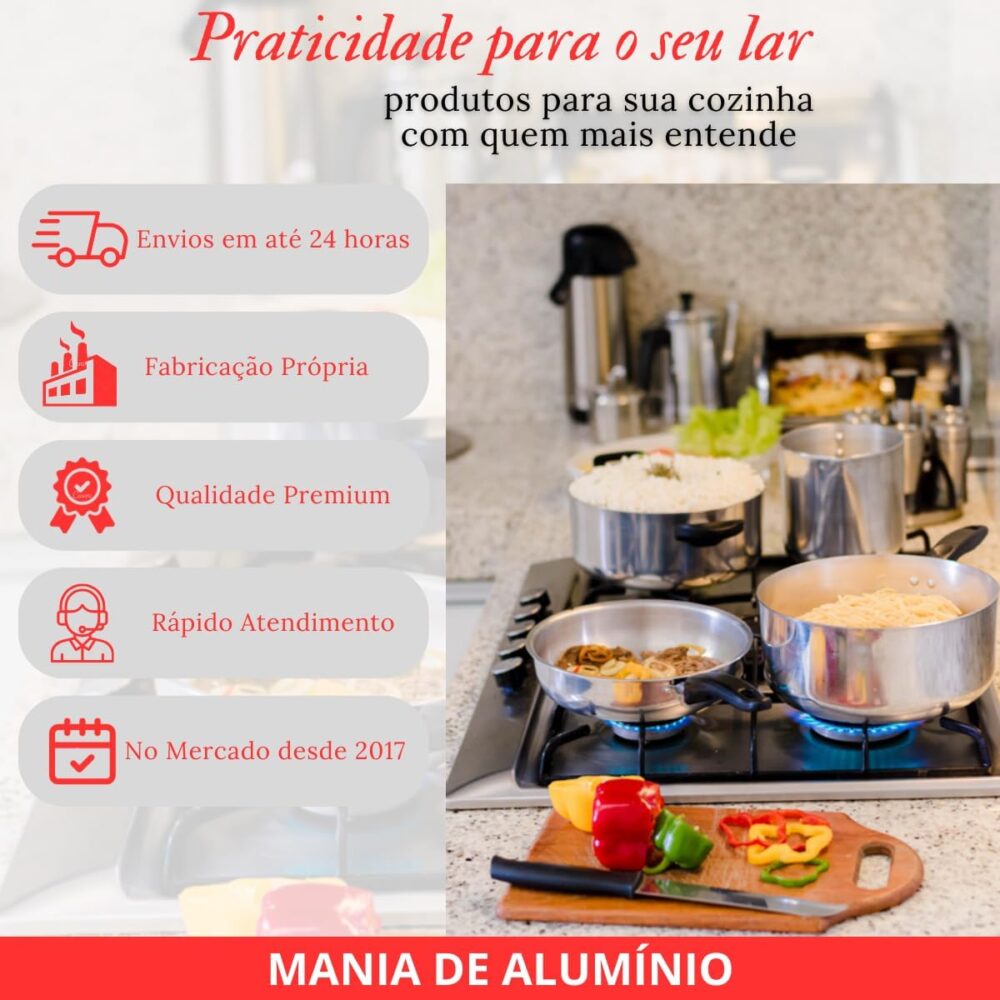 Jogo Panelas Cerâmica Atoxica Antiaderente Com Cabo de Madei... - Image 8