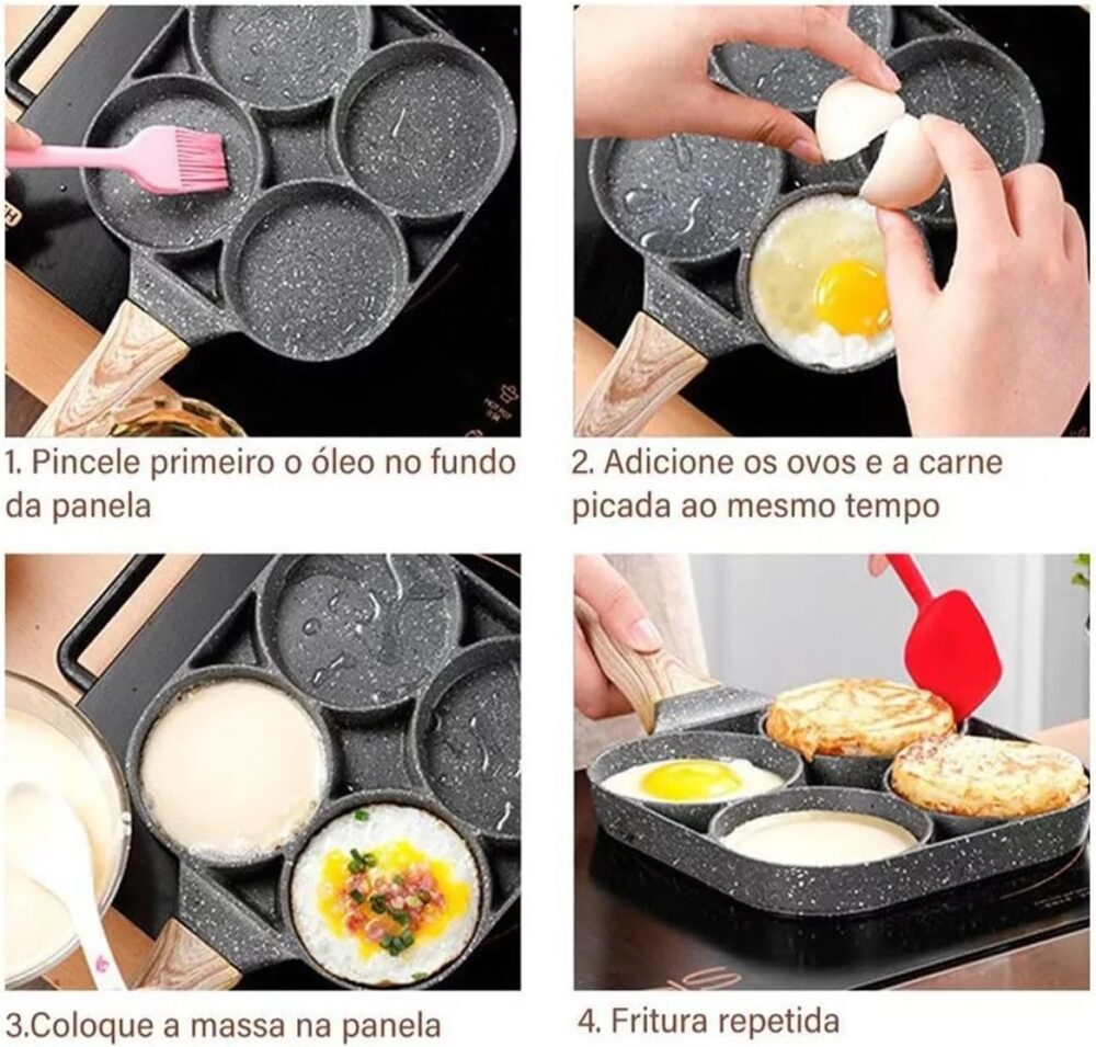 Frigideira Antiaderente 4 Em 1 Panela 4 Ovos Hamburguer Baco... - Image 9