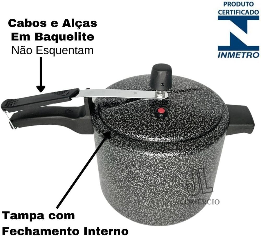 Panela de Pressão 10 Litros Certificada Pelo Inmetro (Preto ... - Image 3