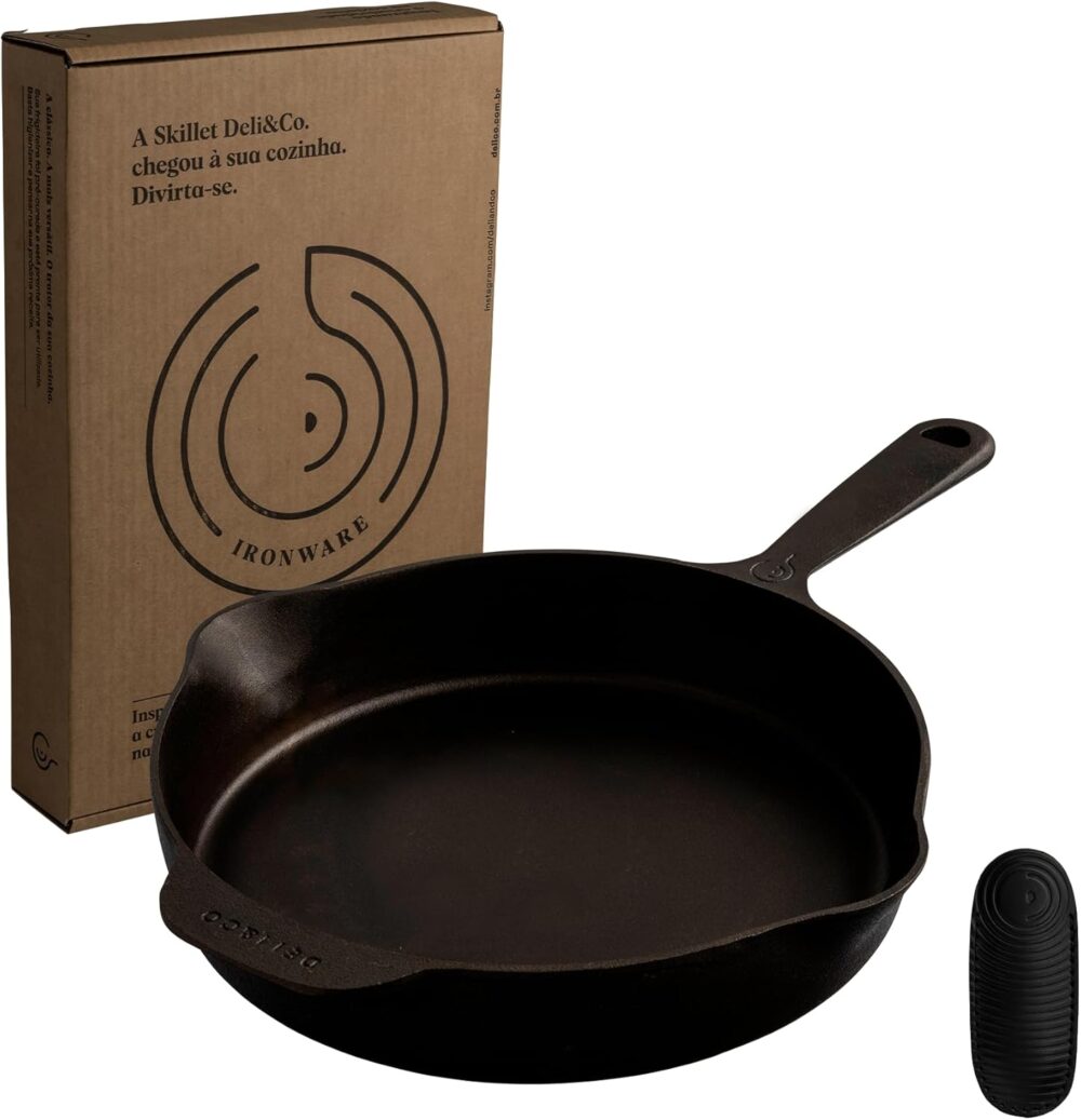 Frigideira de ferro Skillet 26cm, panela de ferro polida e p...