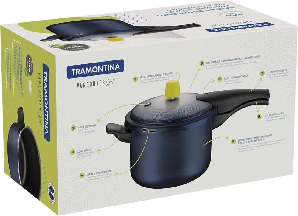 Panela de Pressao 4,5 litros 20 cm Vancouver cor Azul Tramon... - Image 7