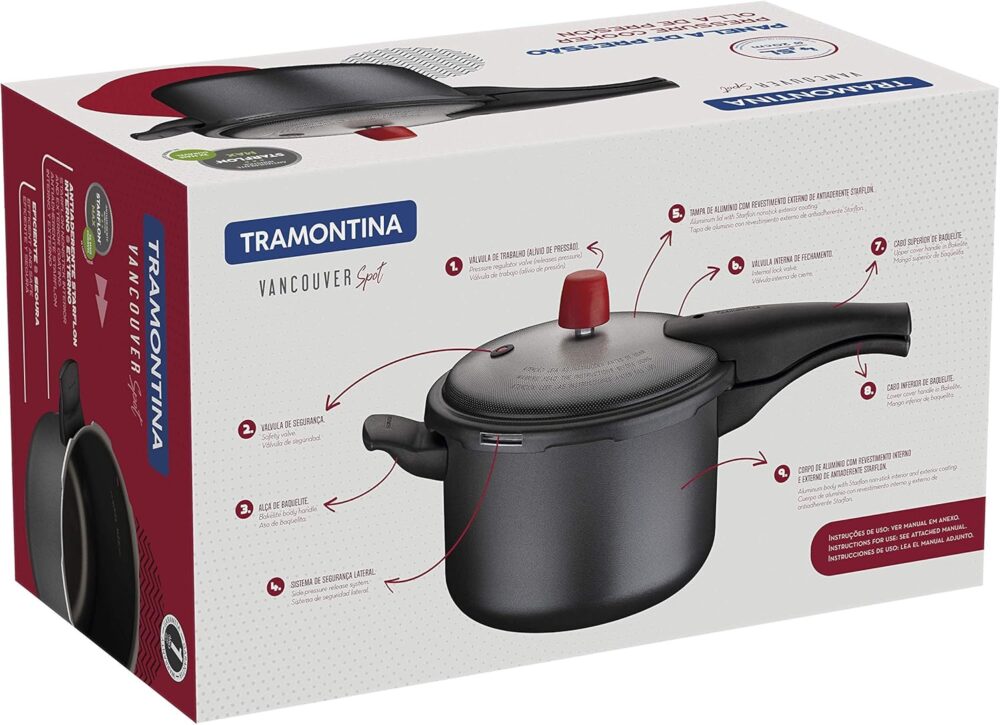 Panela de Pressao 4,5L litros 20 cm Vancouver cor Grafite Tr... - Image 8