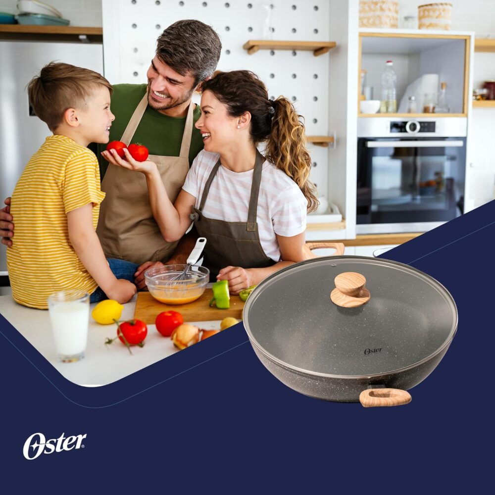 Panela Wok com Tampa 7L Cerâmica Marble Edition Dark Grey Os... - Image 6