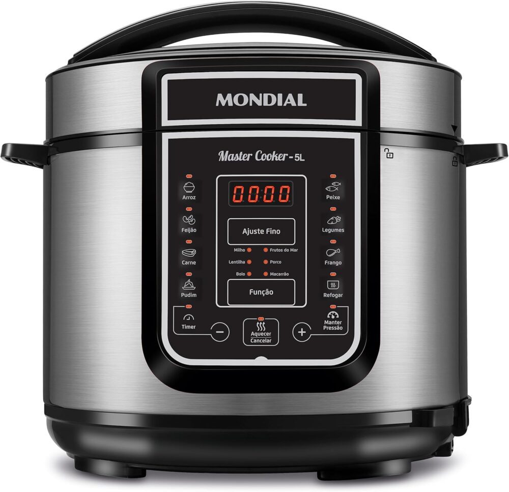 Panela de Pressão Elétrica Digital 5L, Mondial, Preto/Inox, ...