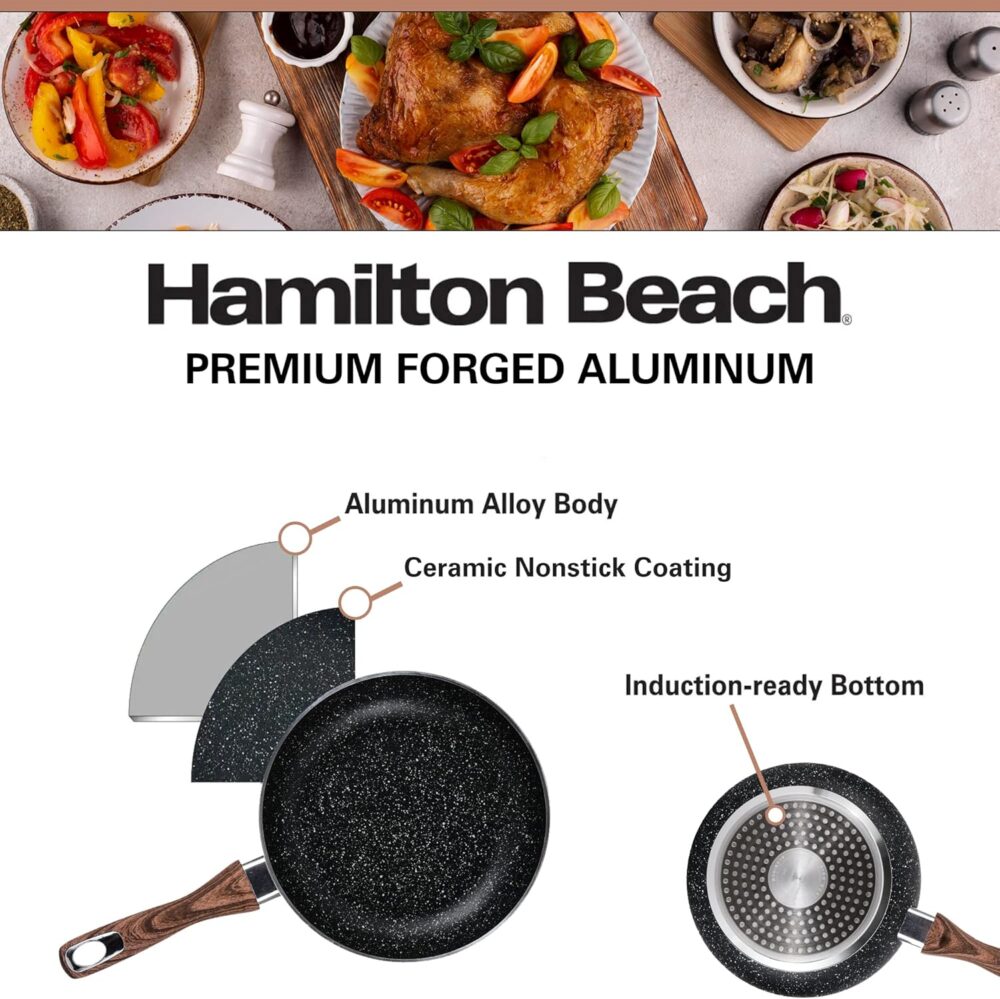 Hamilton Beach Frigideira de alumínio de 25 cm, antiaderente... - Image 3
