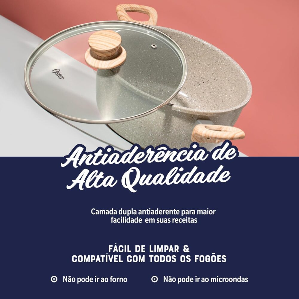 Caçarola com Tampa 7,5L Cerâmica Marble Edition Cinza Dust O... - Image 3