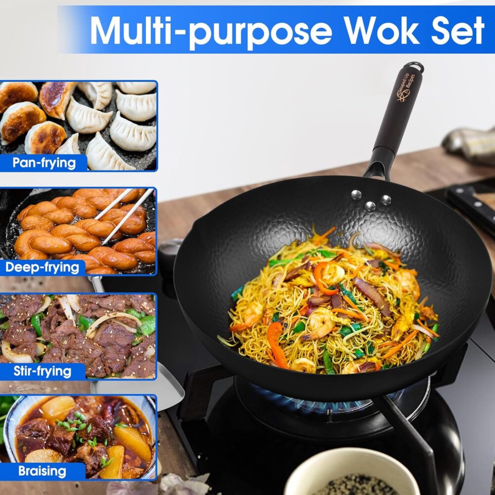 Souped Up Recipes Wok de aço carbono para fogões elétricos, ... - Image 2