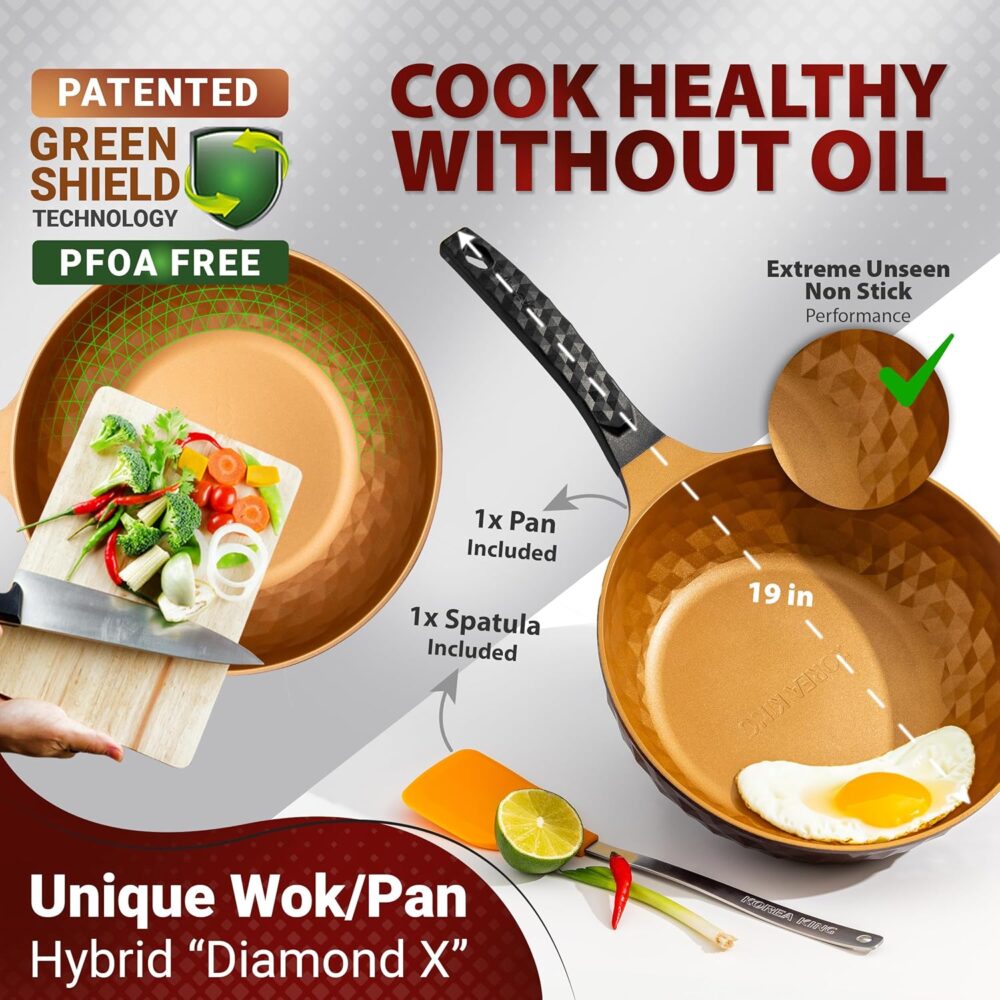 Korea King Frigideira antiaderente premium para wok híbrida,... - Image 3