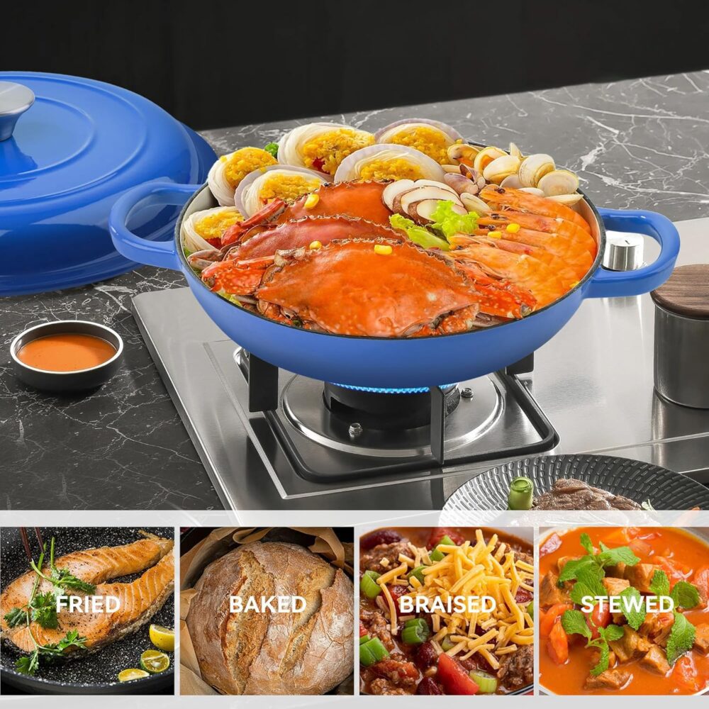 Fijinhom Forno holandês de 3 litros esmaltado raso de ferro ... - Image 5