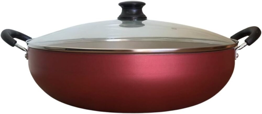 Panela Frigideira Wok Antiaderente Tampa de Vidro 6 Litros (...