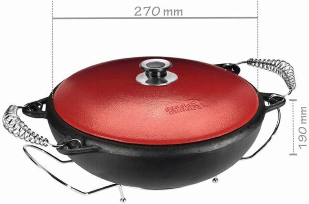 PANELA MOQUECA ALÇA ESPIRAL TAMPA FERRO VERMELHA C/SUPORTE 3... - Image 3