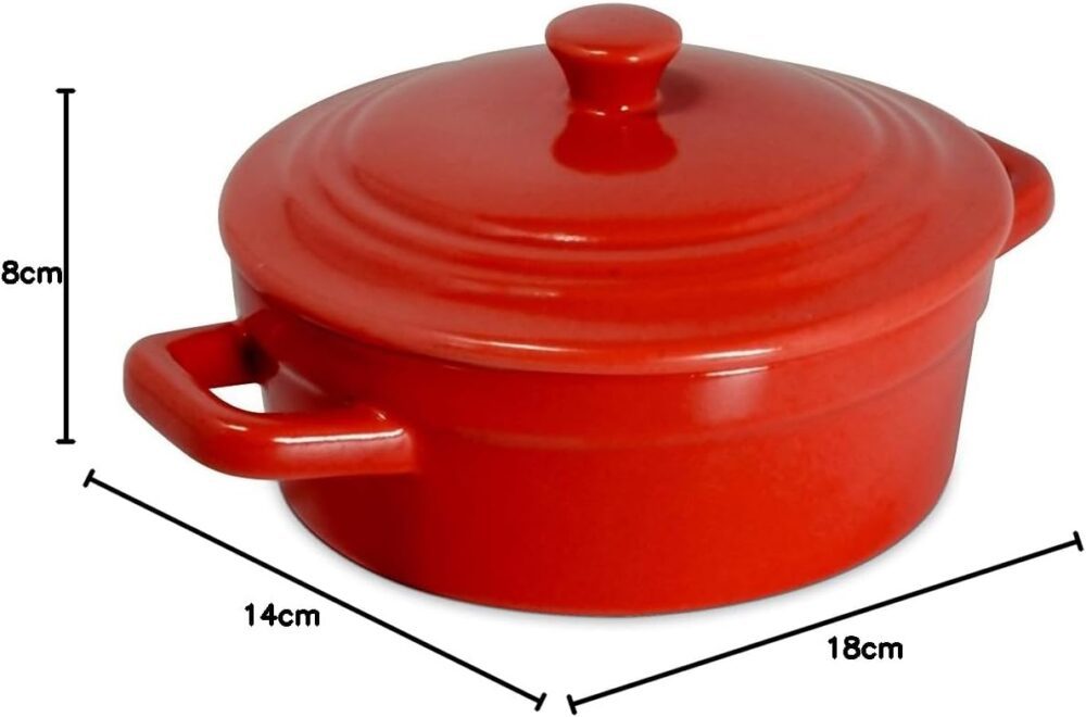 Caçarola de Cerâmica Mini, 12cm, 350ml, Vermelho, Mondoceram... - Image 3