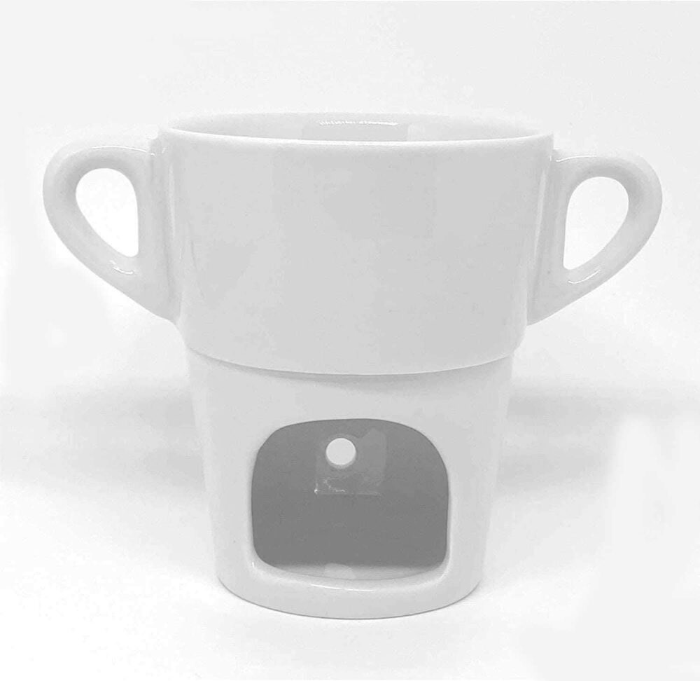 Kit 8 Fondue Individual caneca Porcelana Branca 250ml (ACOMP...