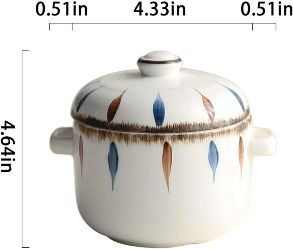 Caçarola com tampa, panela quente de cerâmica, caçarola pequ... - Image 4