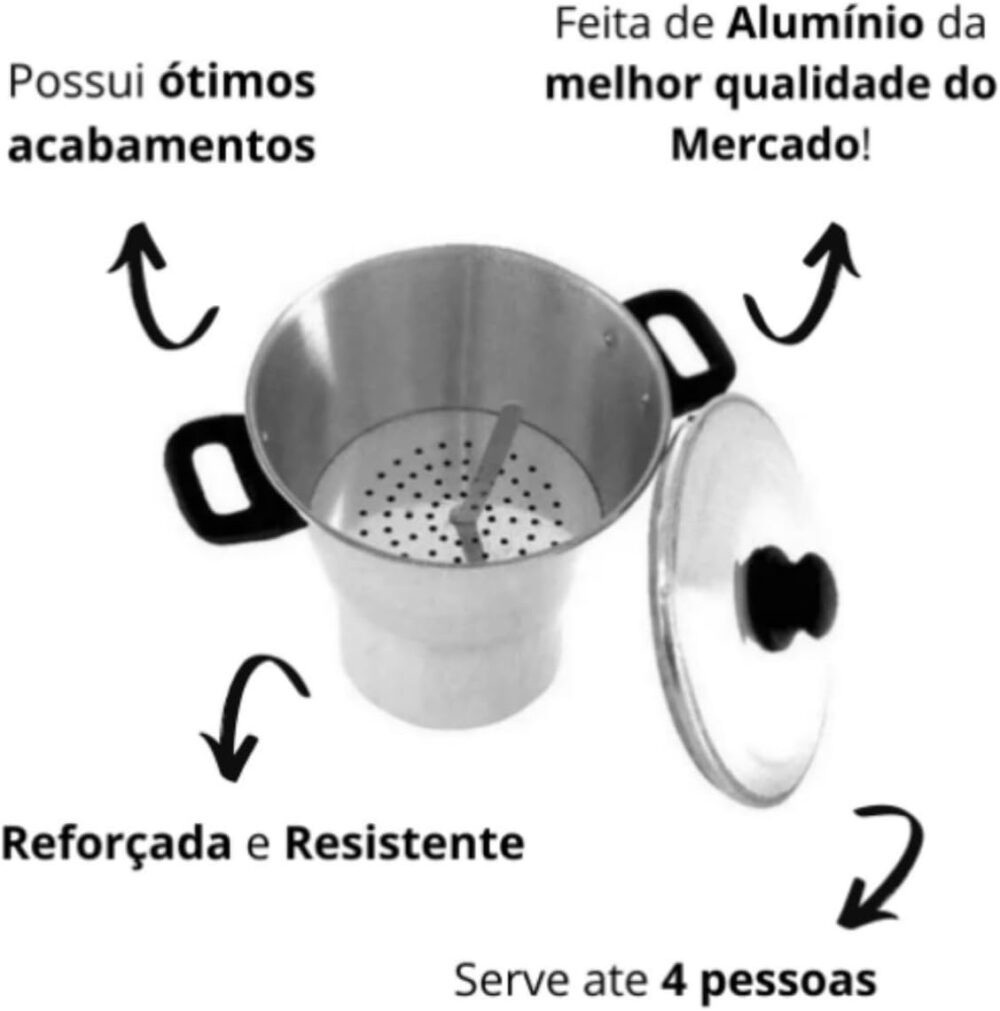 Cuscuzeiro 16/18 Alumínio Panela Cuscuzeira Faz Cuscuz Delic... - Image 2