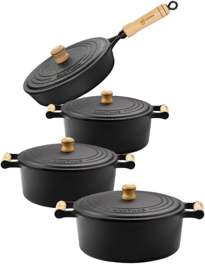 Jogo de Panela Caçarolas 16, 18, 22 tampa de ferro alça de m...