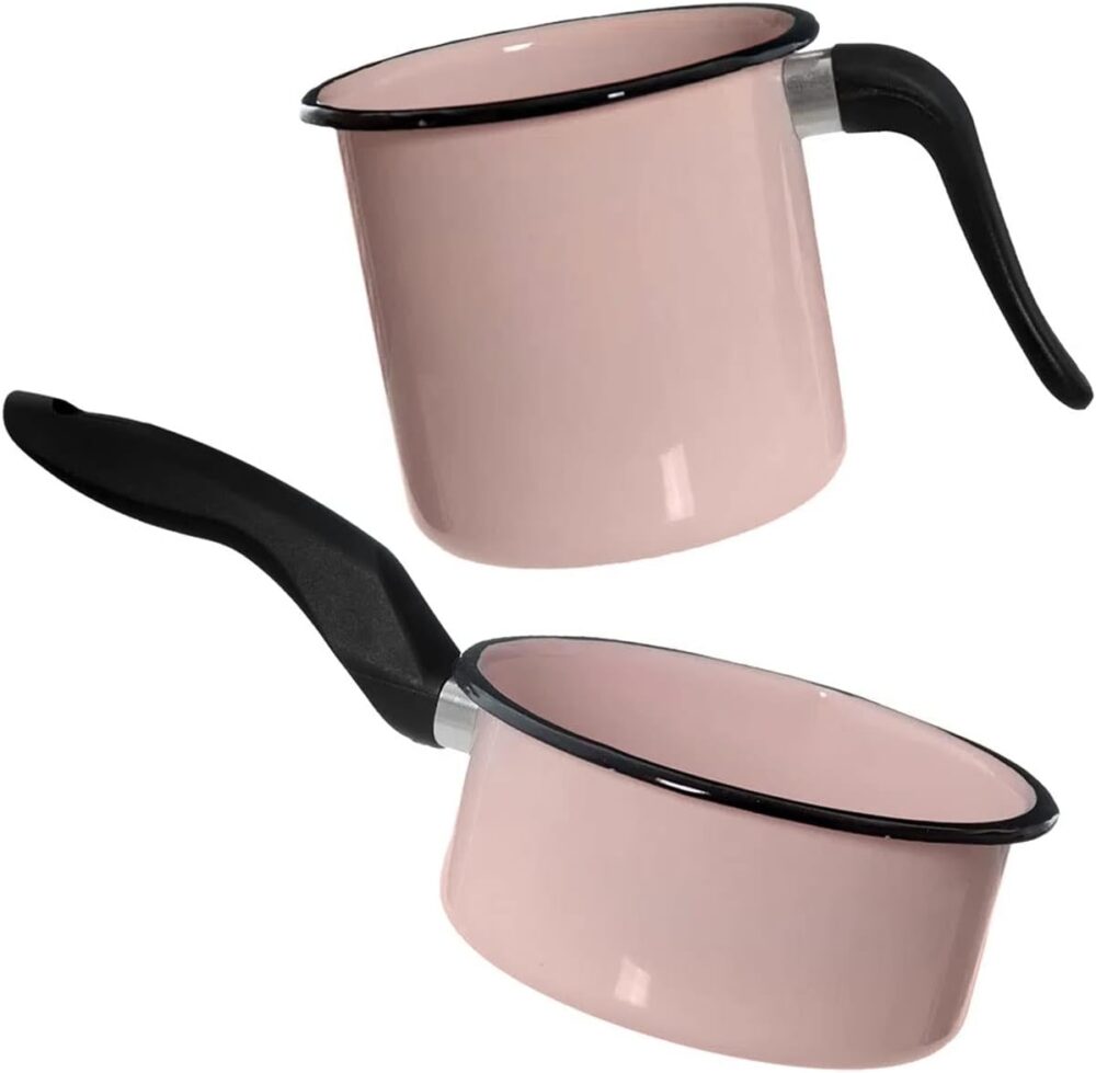 Conjunto Panela Esmaltada Ágata 1L e Leiteira 1,5L com cabos...