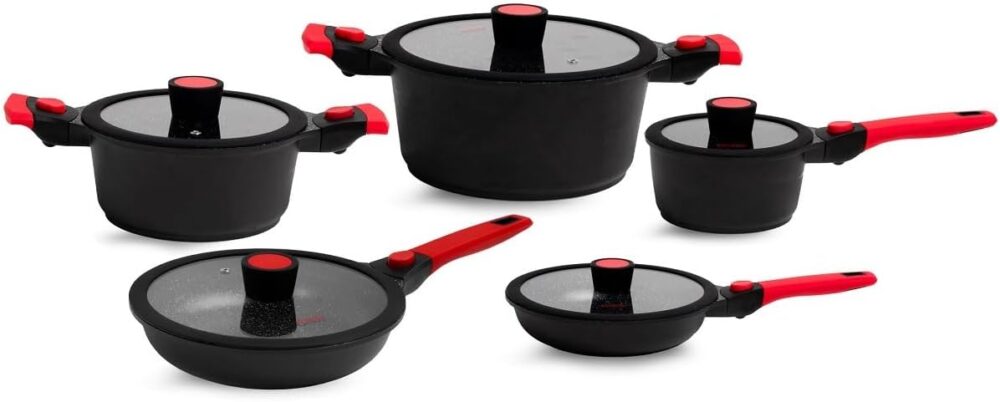Conjunto de 5 Panelas Em Titânio com Antiaderentes Em Mármor...