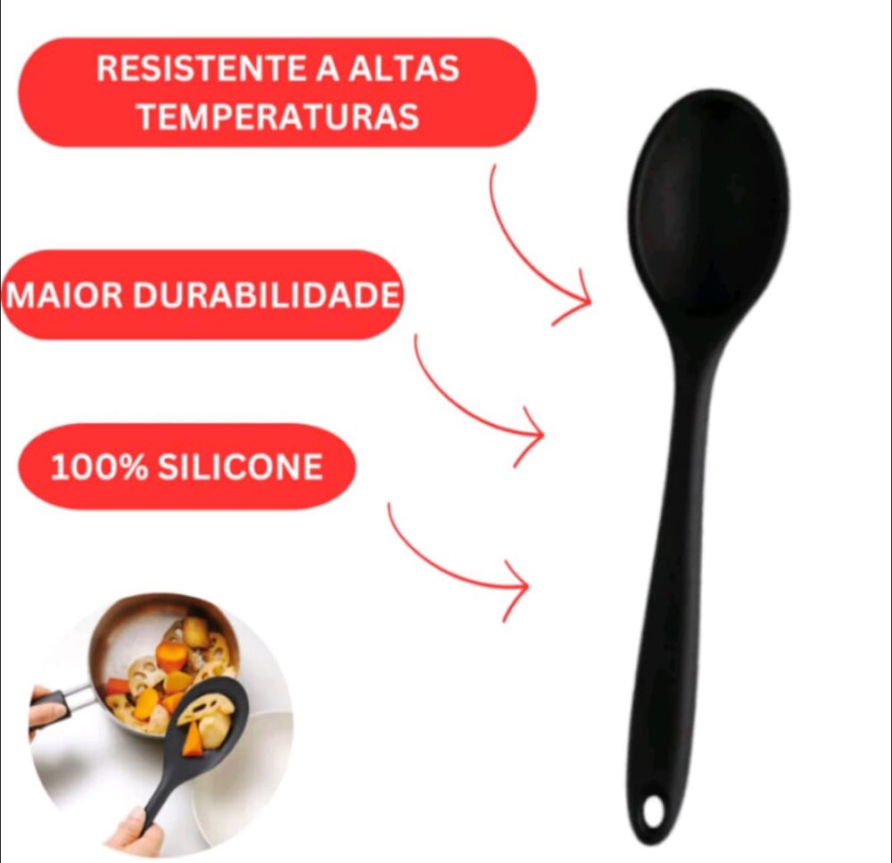 2 Colheres De Arroz Silicone Maciço Não Riscam Panelas (KIT ... - Image 5