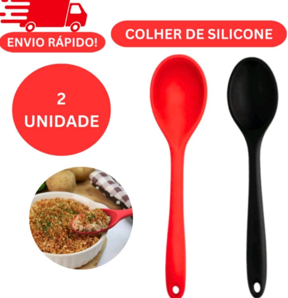 2 Colheres De Arroz Silicone Maciço Não Riscam Panelas (KIT ... - Image 8
