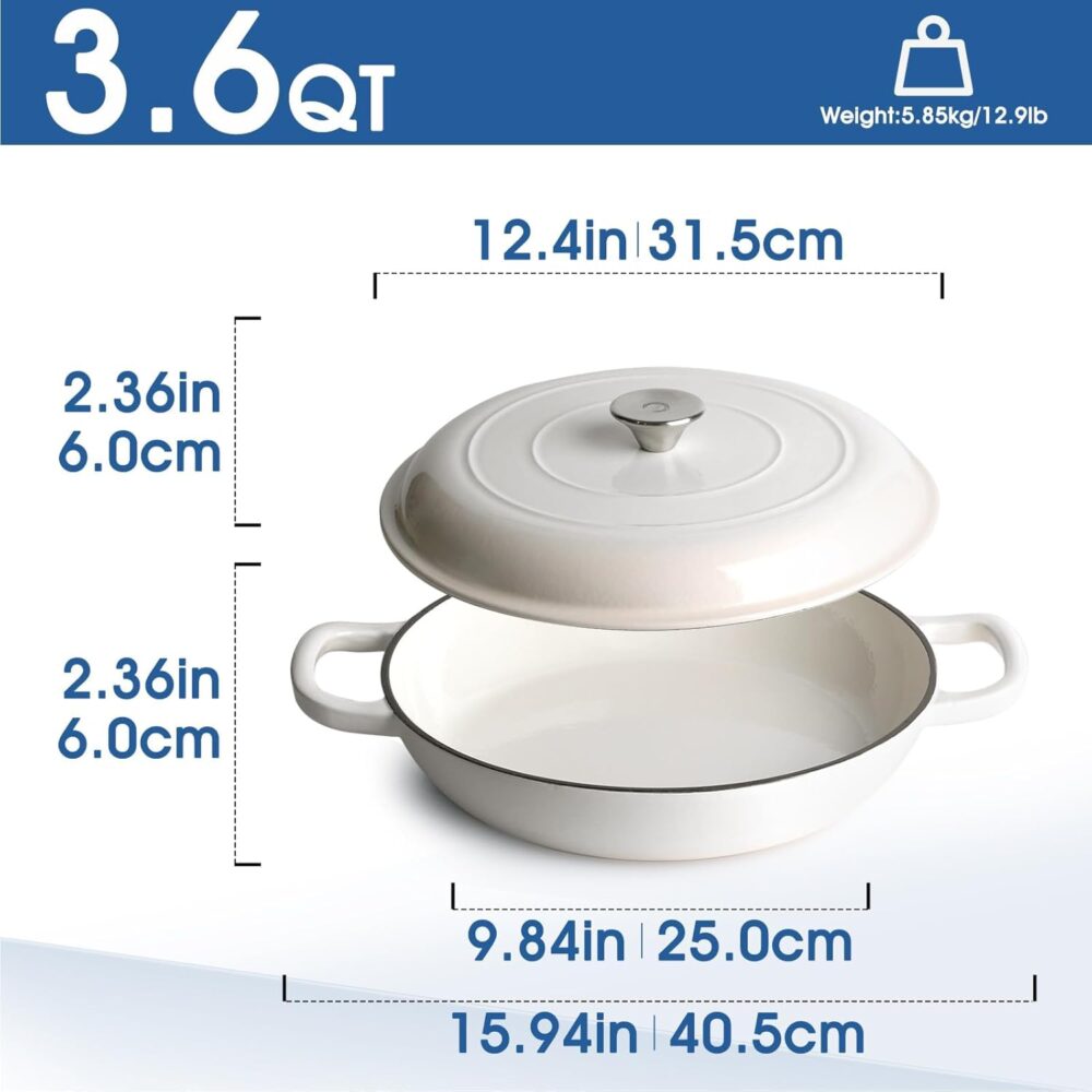NUTRIUPS Panela de forno holandês de ferro fundido esmaltado... - Image 3