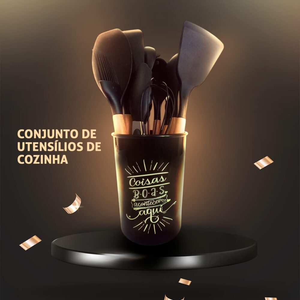 Kit De Cozinha 12 Peças Utensílios De Silicone Antiaderentes... - Image 3