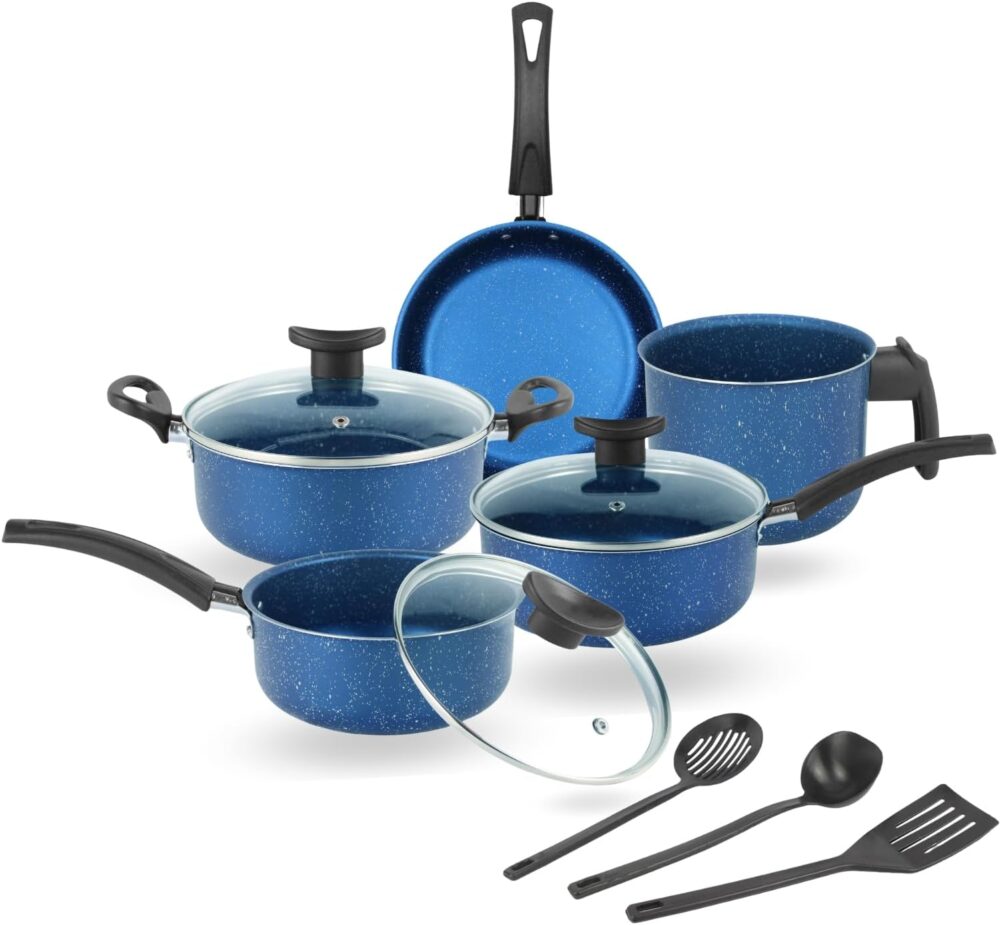 Conjunto De Panelas 8 Peças Elegan Galáxia Azul Antiaderente...