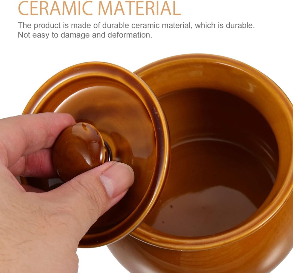 Panela pequena de cerâmica com tampa, 500 ml, panelas tradic... - Image 3