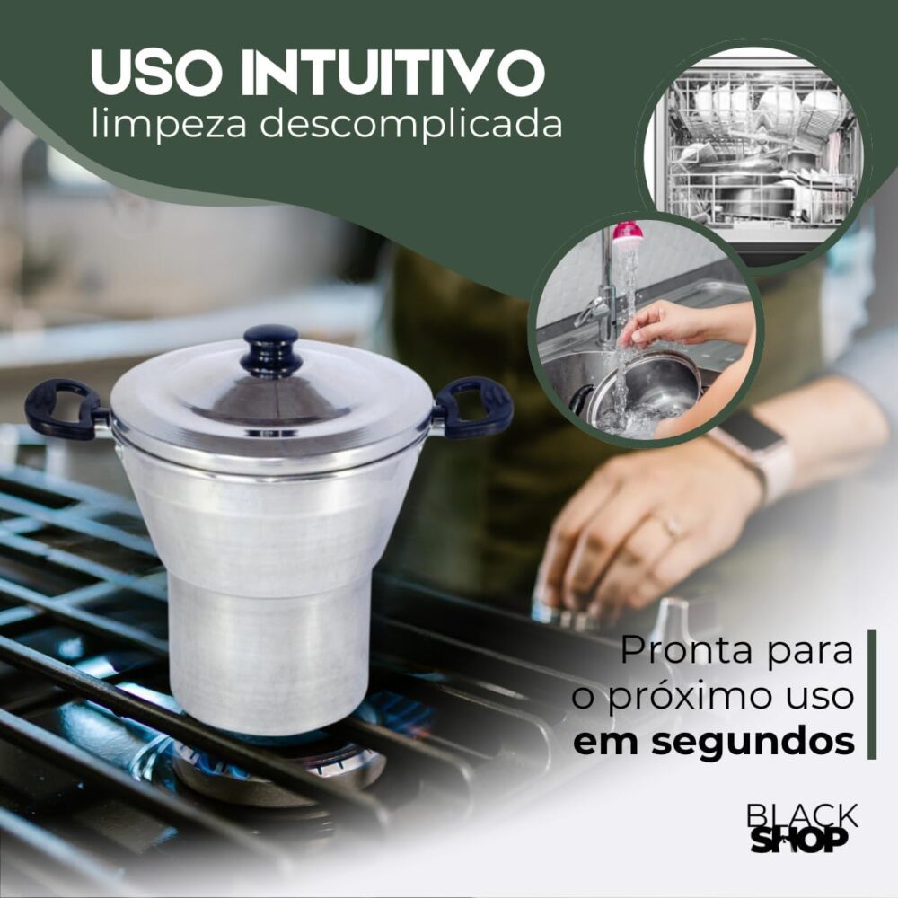 Cuscuzeiro De Alumínio Panela Cuscuzeiro Média N°18 Cuscuz - Image 7