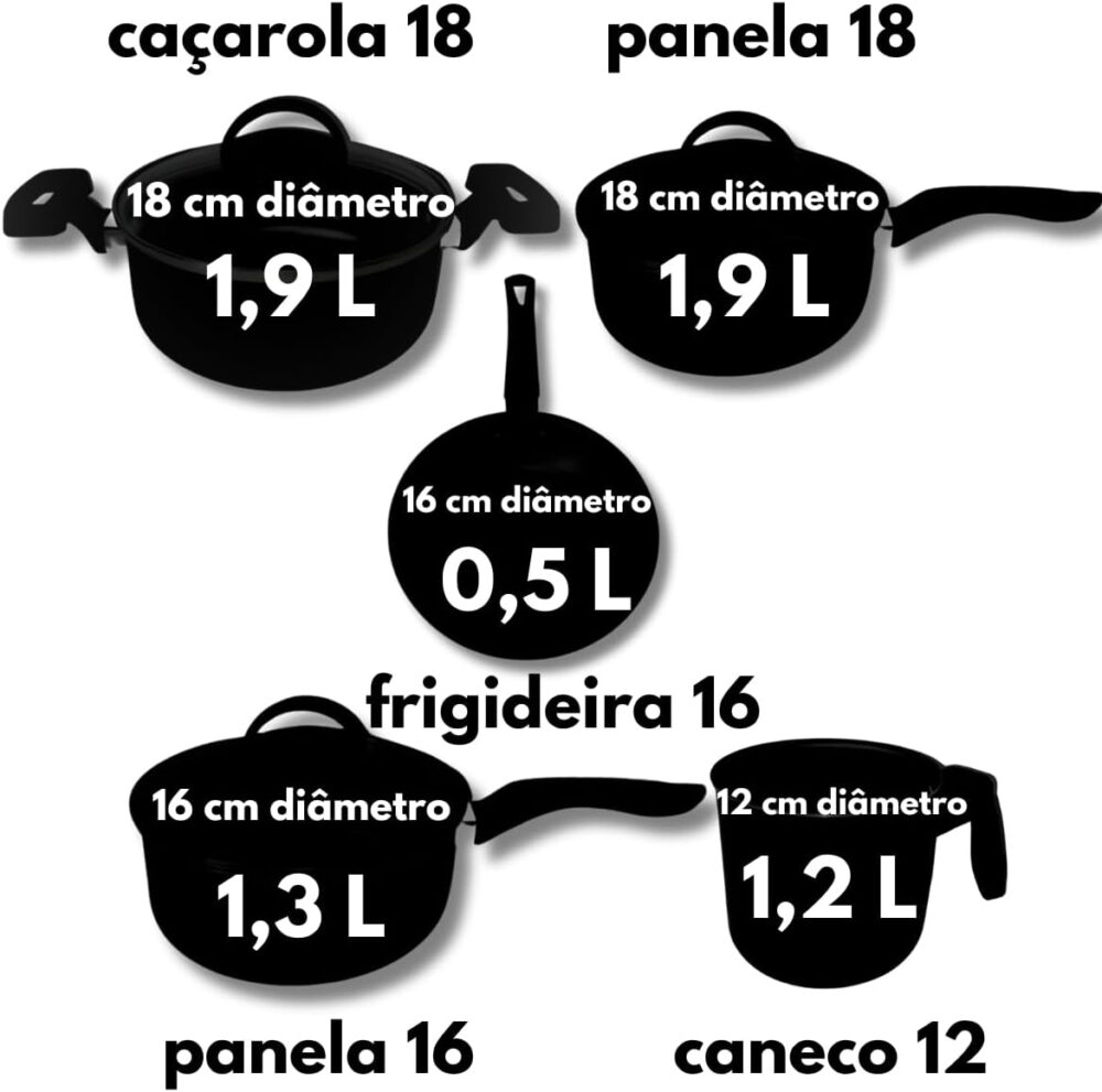 Jogo De Panelas 8 Pçs Plus Antiaderente Com Tampa Vidro (Gra... - Image 4