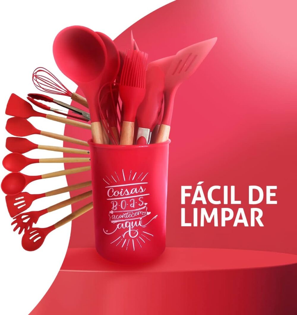Kit De Cozinha 12 Peças Utensílios De Silicone Antiaderentes... - Image 5