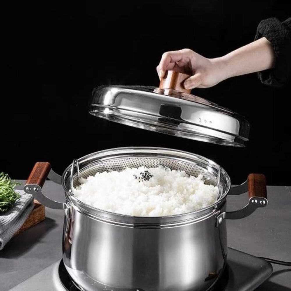 Panela a Vapor de Inox com Tampa de Vidro e Cesto de Cozimen... - Image 5