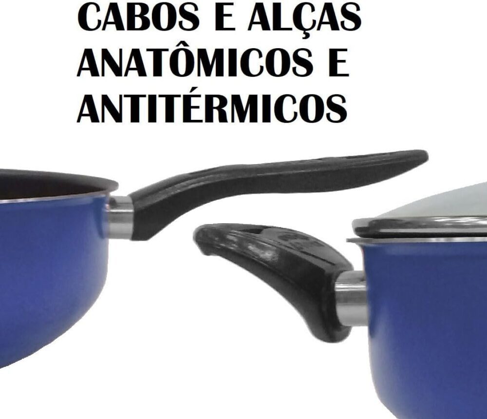 CONJUNTO DE PANELAS ANTIADERENTE AZUL 9 PEÇAS COM TAMPA DE V... - Image 2