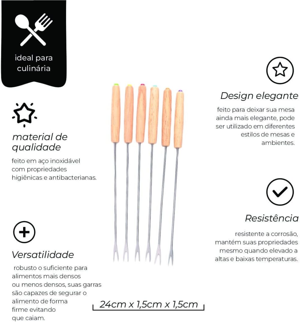 Mimo Style Conjunto de 06 Garfos Para Fondue 24cm, Produzido... - Image 2
