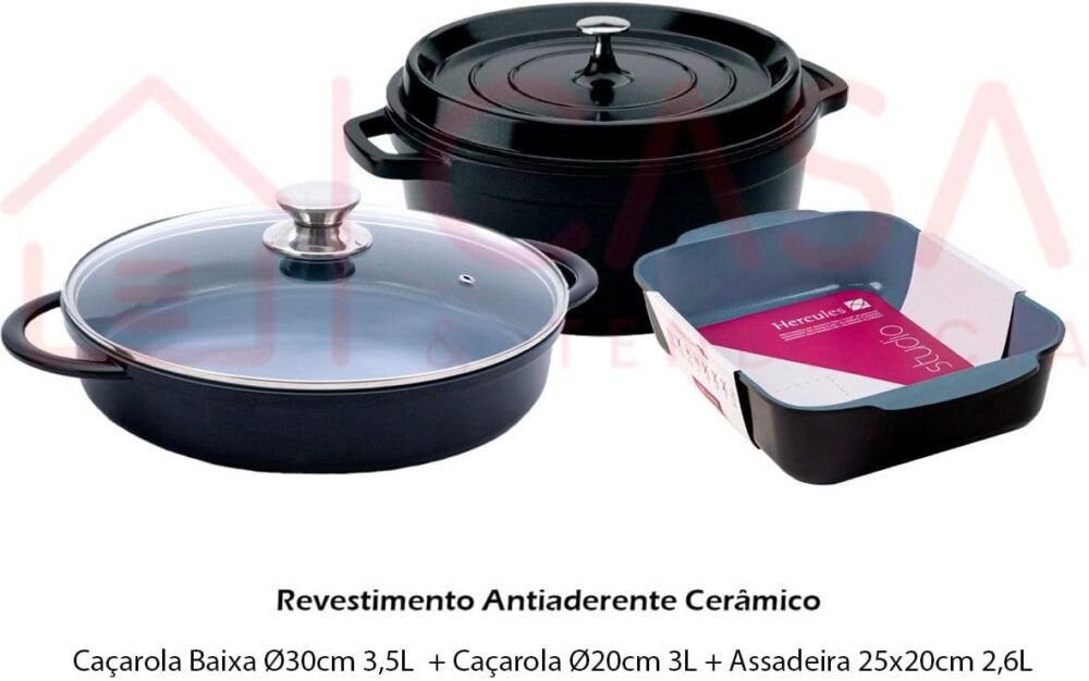 Kit Conjunto Caçarolas Com Assadeira Hercules Antiaderente C... - Image 2