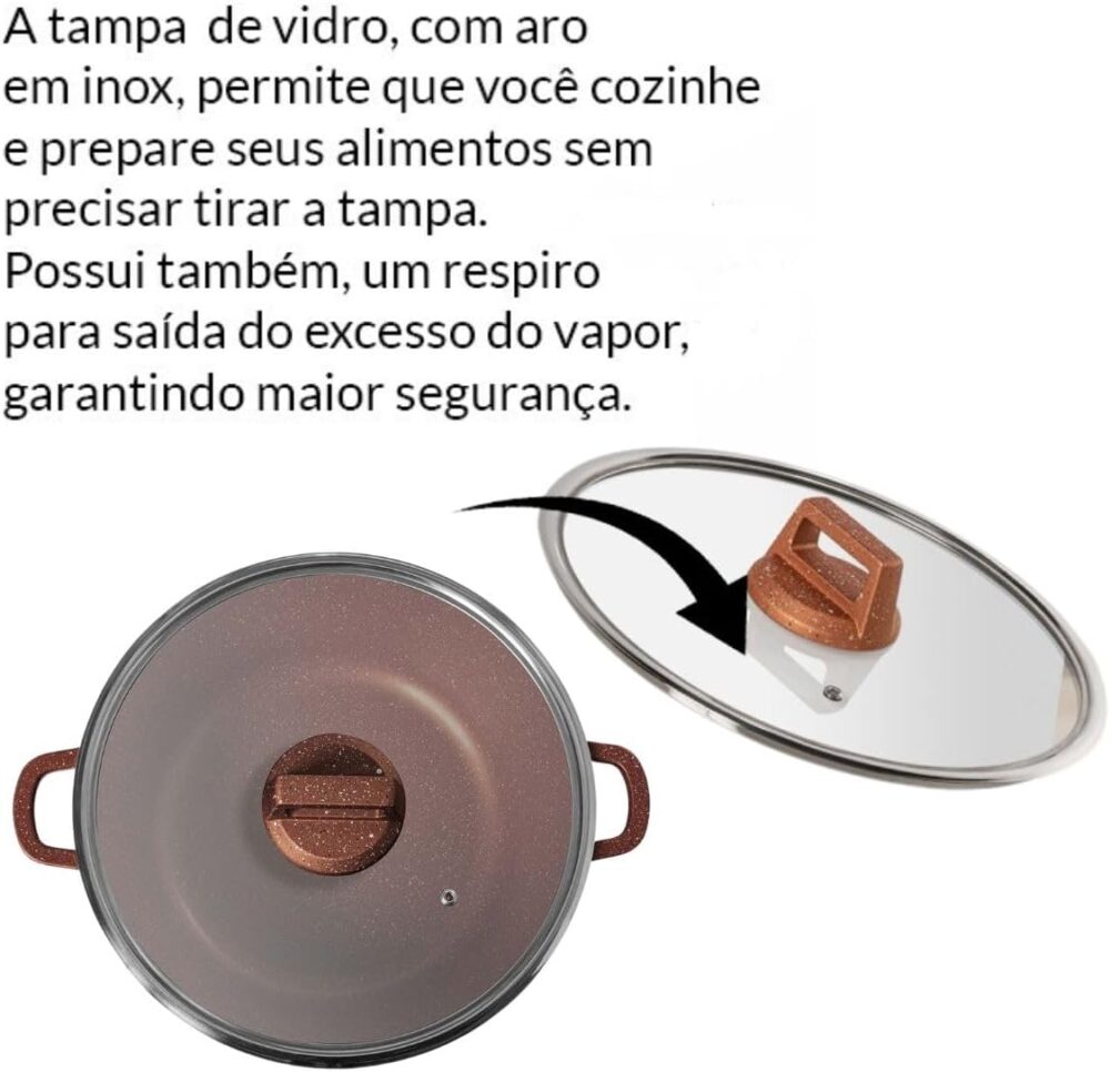 Jogo de Panelas Antiaderente com Tampa em Vidro 5 Peças Gran... - Image 7