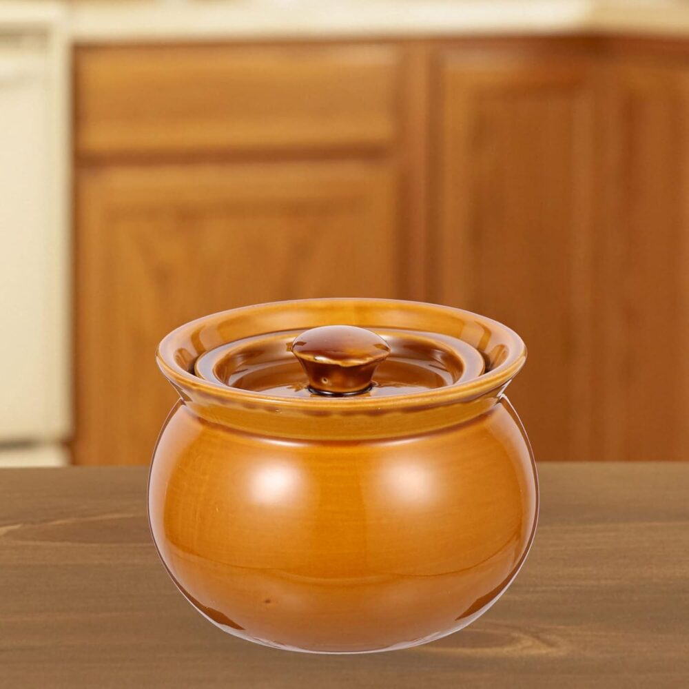 Panela pequena de cerâmica com tampa, 500 ml, panelas tradic... - Image 5