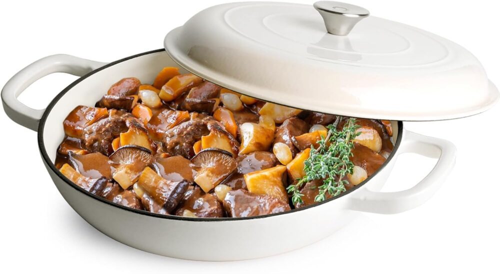NUTRIUPS Panela de forno holandês de ferro fundido esmaltado...