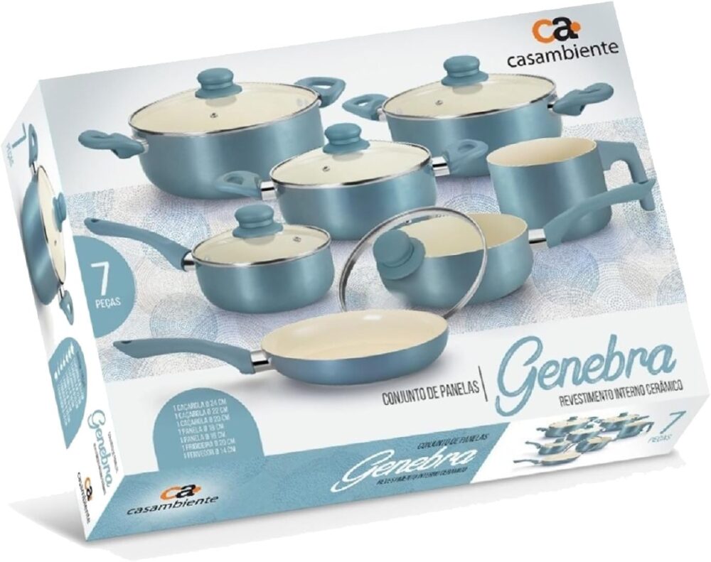 Conjunto De Panelas New Genebra Casa Ambiente 7 Peças Cerâmi... - Image 9