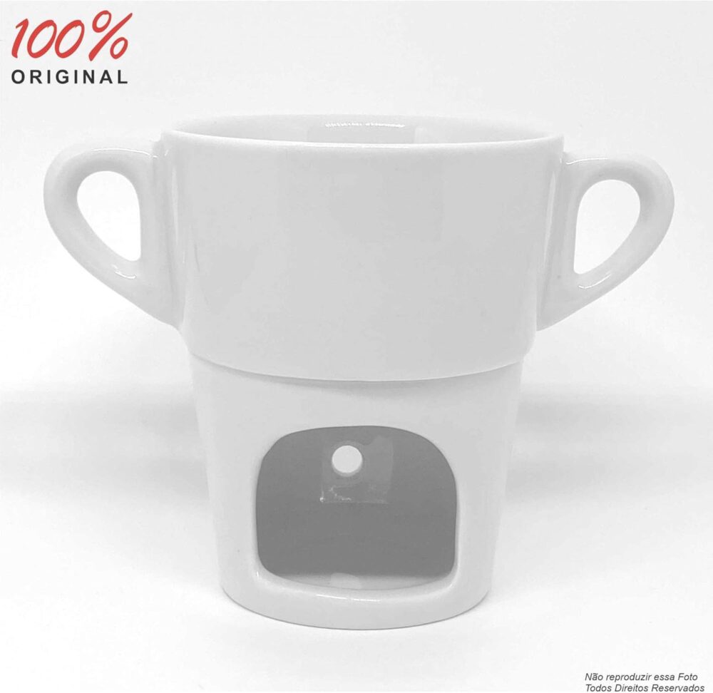 Kit 8 Fondue Individual caneca Porcelana Branca 250ml (ACOMP... - Image 3