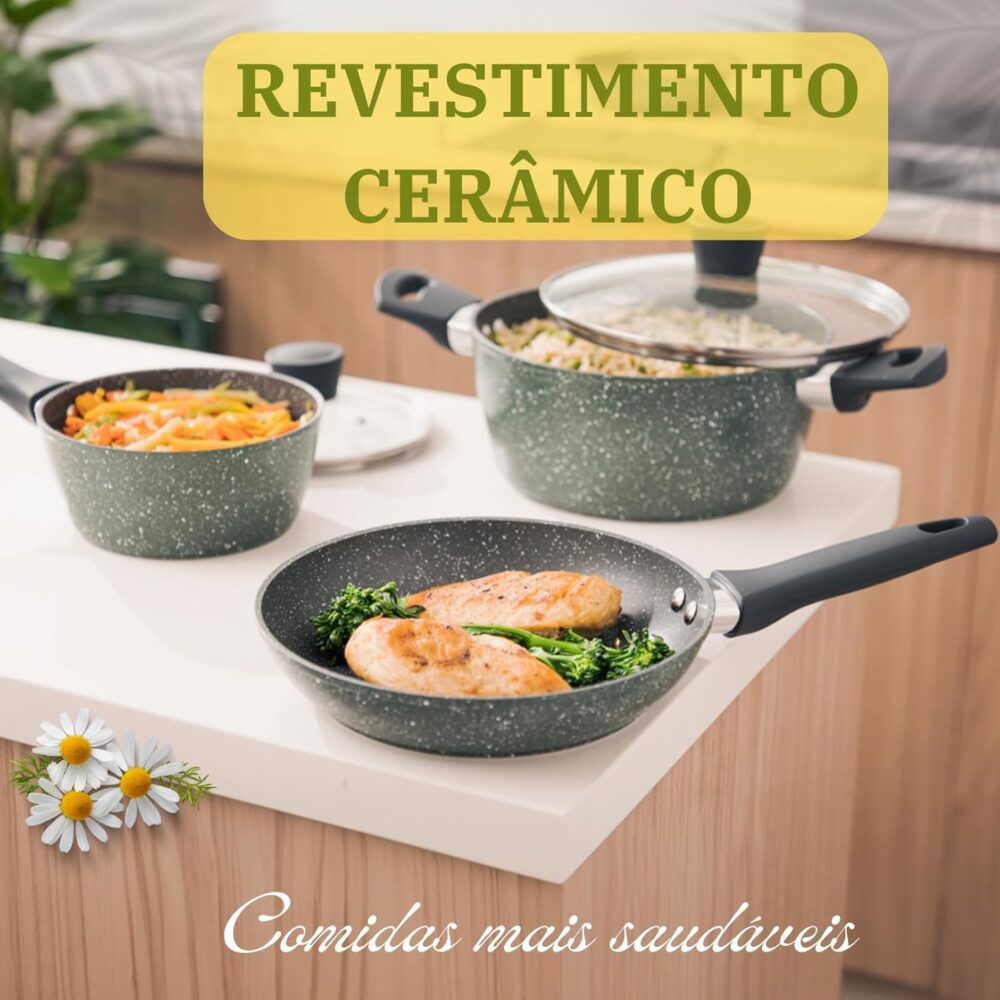 Jogo de Panelas Carmela Premium Ceramic Flon Antiaderente Bk... - Image 5